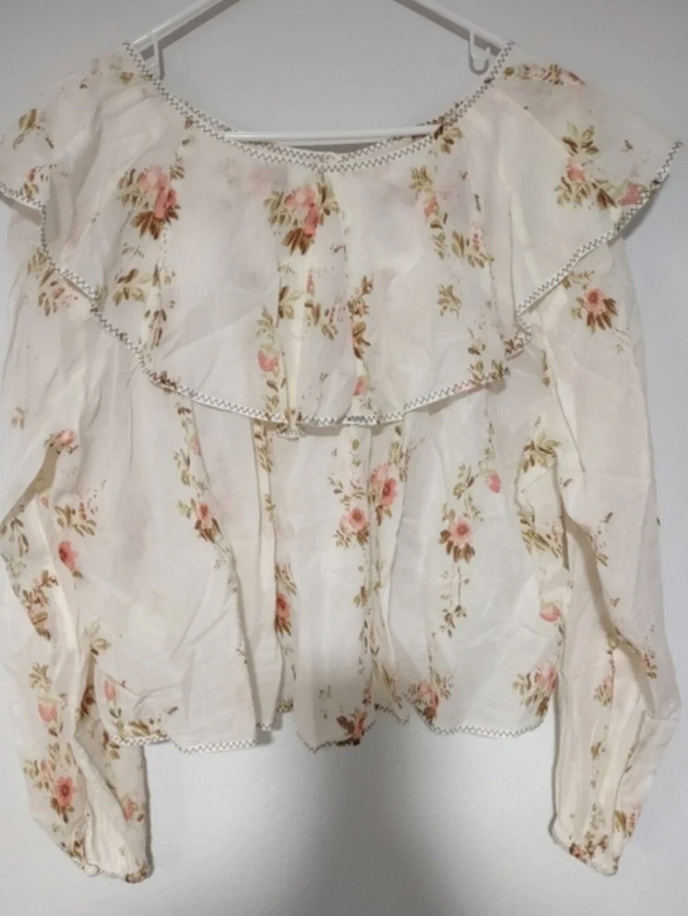FREE PEOPLE Camilla Printed Vintage Floral French Country Blouse Ivory S NWOT
